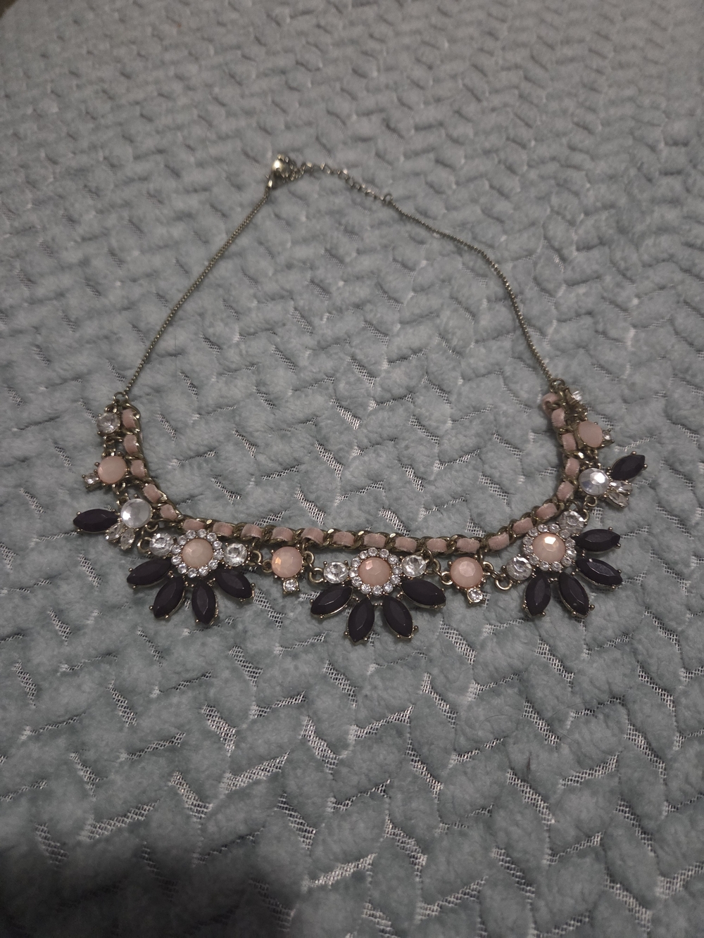 LC Lauren Conrad Pink and Black Floral Bib Necklace